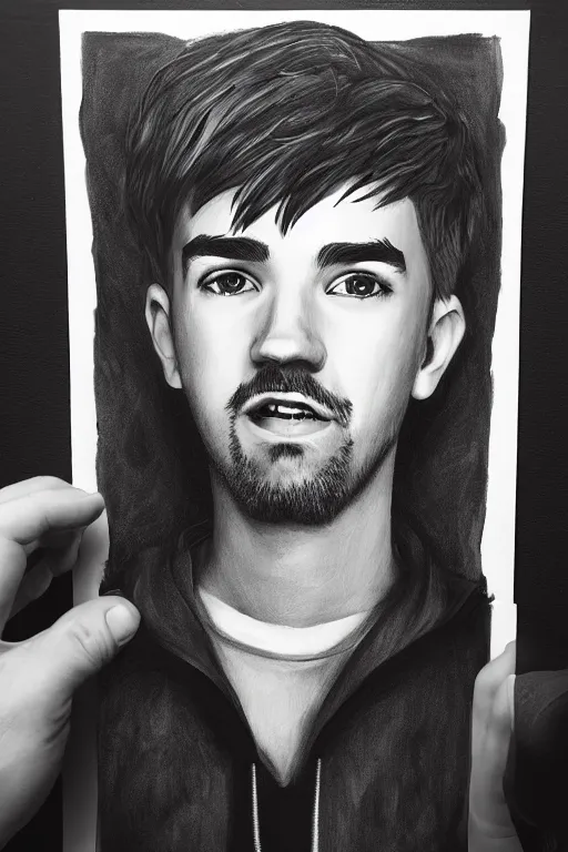 Image similar to Sean McLoughlin, Jacksepticeye, Irish Youtuber, solo portrait, gigachad, grayscale 🎨🖌️