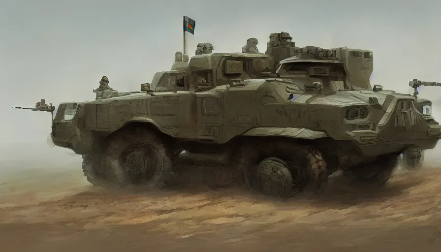 Prompt: military vehicle design, extremely detailed, jama jurabaev, greig fraser, roger deakins, shaddy safadi, feng shu, neil blevins, trending on artstation, high quality, brush stroke