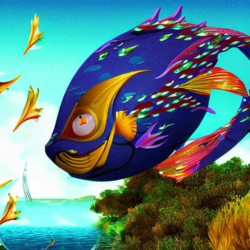 Image similar to the wind fish from koholint island, magical fantasy epic high resolution