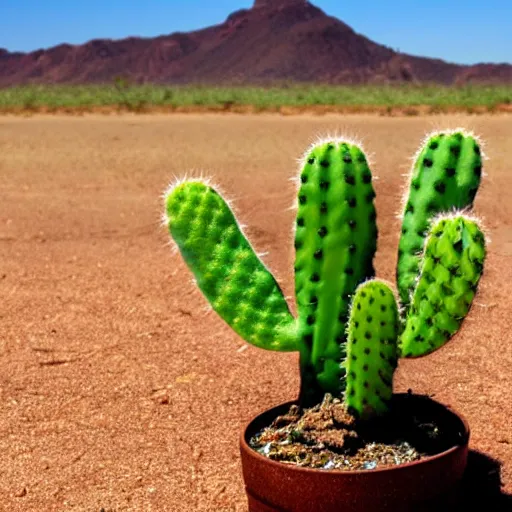 Prompt: a cactus plant on a lonely dessert abcdefg
