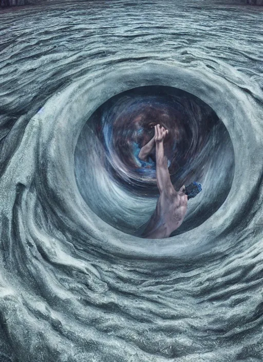 Image similar to the expansion of self realization while tipping hallucinogenic dmt, space and time bending into a vortex of subjective reality, event horizon from within, sean yoro, zdzisław beksinsk