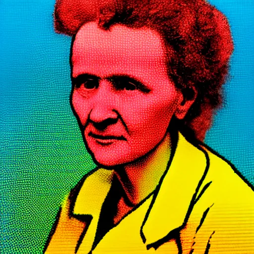 rainbow smiling marie curie. pop art. | Stable Diffusion | OpenArt