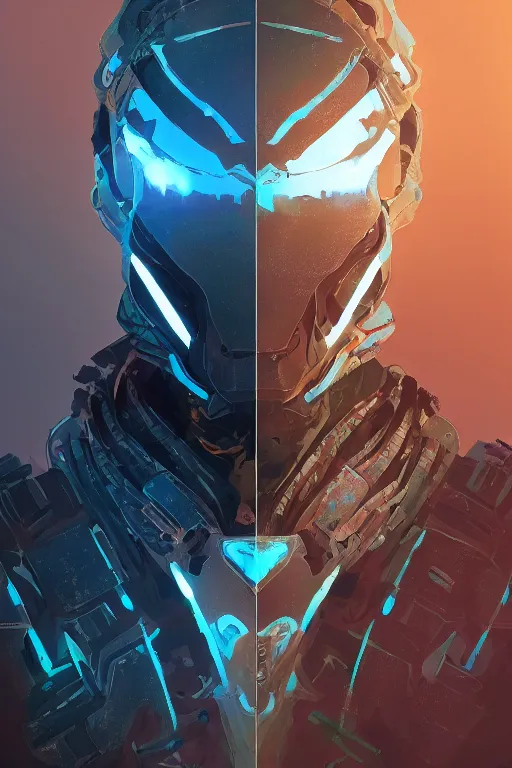 Image similar to combination suit armor aloy horizon forbidden west horizon zero dawn radiating a glowing aura global illumination ray tracing hdr fanart arstation by ian pesty and alena aenami artworks in 4 k tribal robot ninja mask helmet backpack