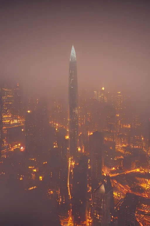 Image similar to night city without lights in fog, tall buildings, high details, cinematic, 8k resolution, beautiful detailed, insanely intricate details,