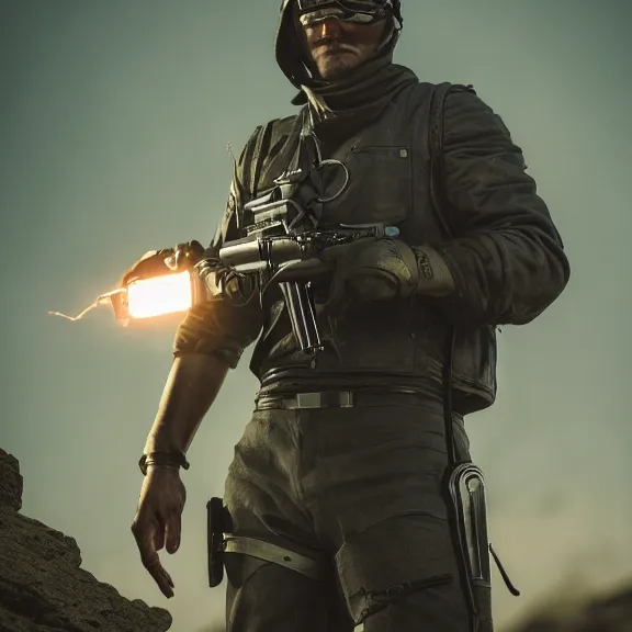 Image similar to ncr ranger, close-up, splash art, movie still, cinematic lighting, dramatic, octane render, long lens, shallow depth of field, bokeh, anamorphic lens flare, 8k, hyper detailed, 35mm film grain