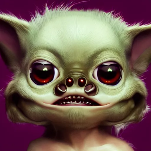 Prompt: very cute gizmo the mogwai gremlin in the movie gremlins 3, award winning creature portrait photography, extremely detailed, artstation, 8 k, sensual lighting, incredible art, wlop, artgerm