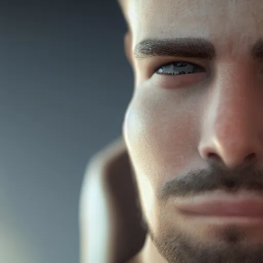 Image similar to young man looking nervous, highly detailed, cinematic shot, cinematic lighting, 8 k, exquisite facial detail, 5 0 mm, unreal engine octane render