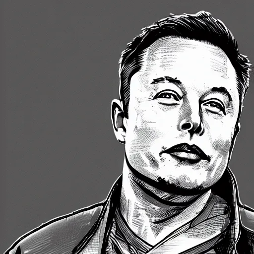 Prompt: elon musk line drawing, in apex legends