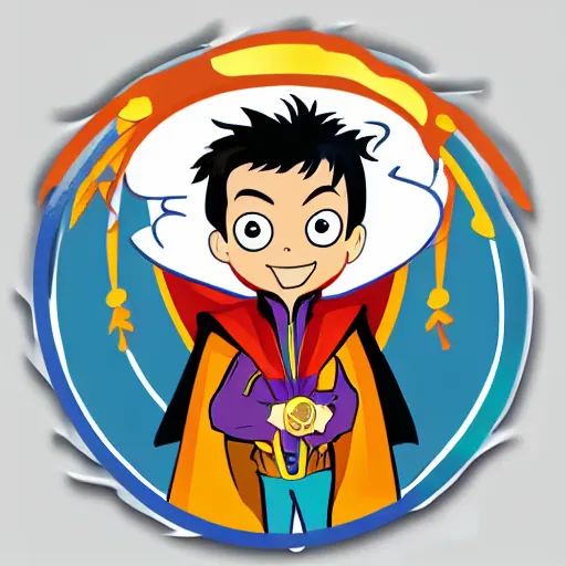 Image similar to dr. strange as a very young boy smiling on the cartoon wild - kratts, sticker - art, svg vector, adobe - illustrator