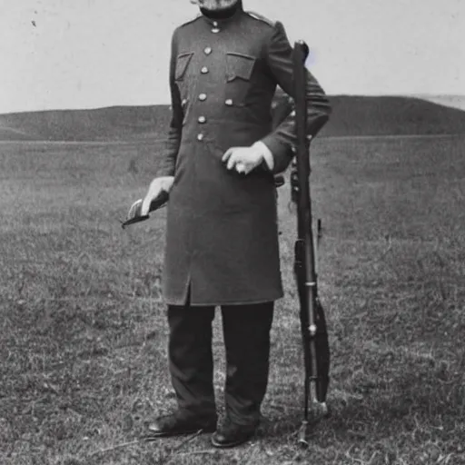 Prompt: soviet emu general during the great emu war, in his imperial dress suit