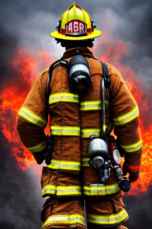 Image similar to firefighter, man, highly detailed, 4 k, hdr, smooth, sharp focus, high resolution, artgerm, photorealistic