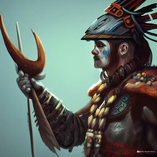 Image similar to male shaman warrior, artstation