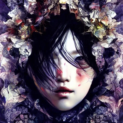 Image similar to Lee Jin-Eun by Android Jones, rule of thirds, seductive look, beautiful