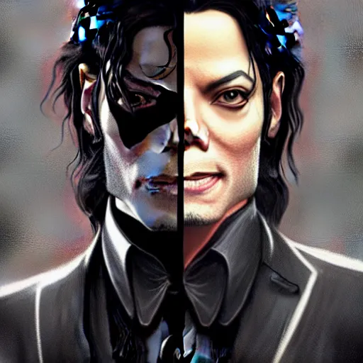 Prompt: Michael Jackson as John Wick, western, D&D, fantasy, intricate, elegant, highly detailed, digital painting, artstation, concept art, matte, sharp focus, illustration, art by Artgerm and Greg Rutkowski and Alphonse Mucha