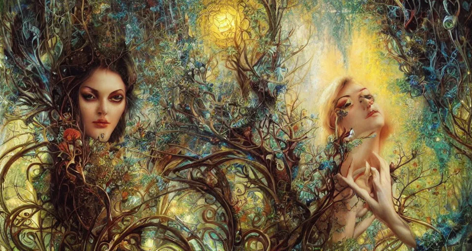 Image similar to Enchanted and magic forest, by Karol Bak