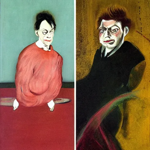 Prompt: portraits by francis bacon