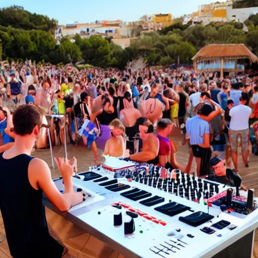 Image similar to photograph of henry the eighth djing in ibiza
