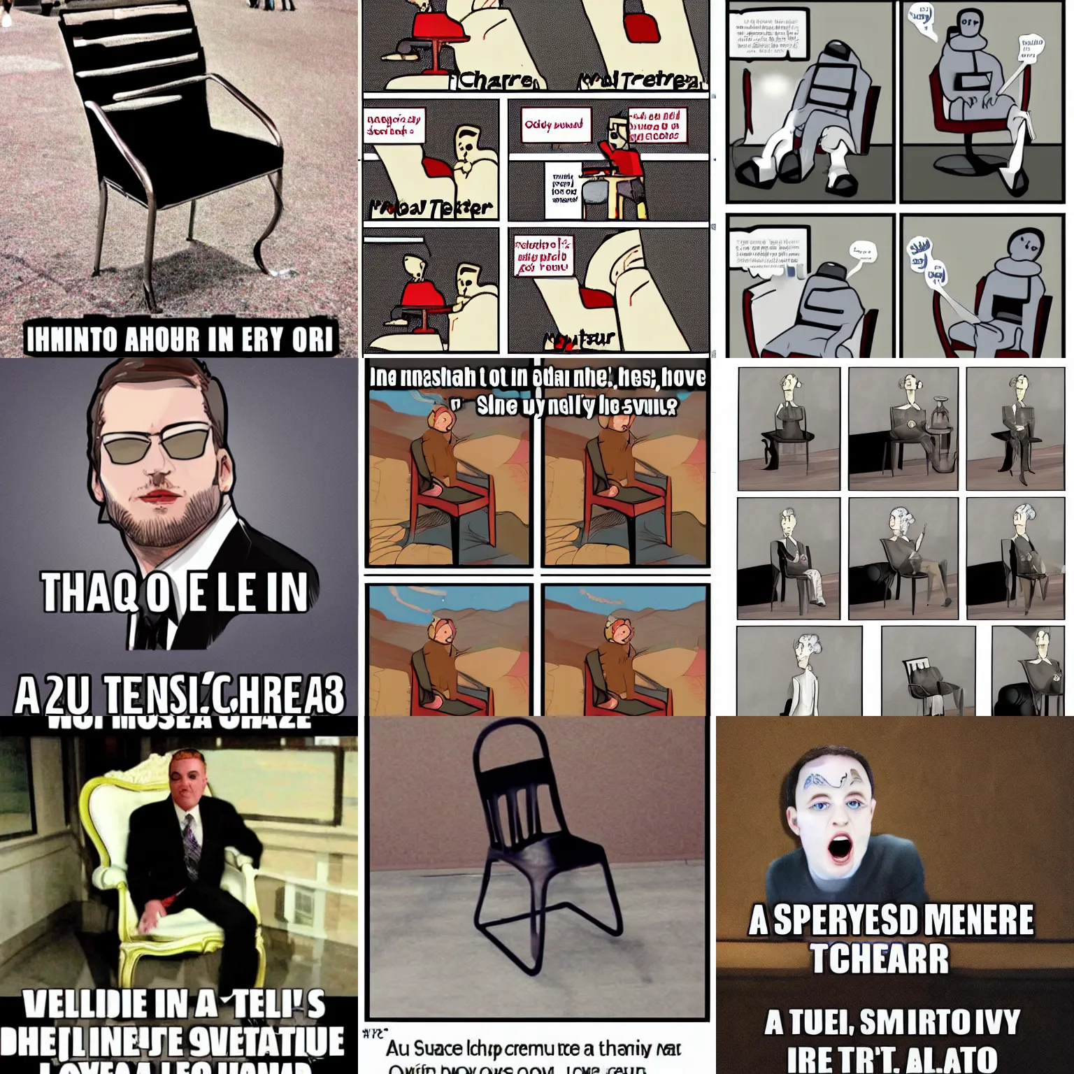 Prompt: a very surreal meme of ///CHAIR///
