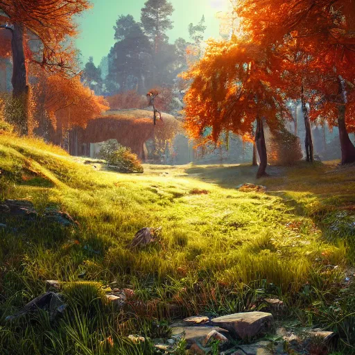 Image similar to a 4 k beautiful scene in early spring showing lively sprigs dslr detailed digital art by ivan shishkin and anton fadeev 4 k hd realism rendered in unreal engine