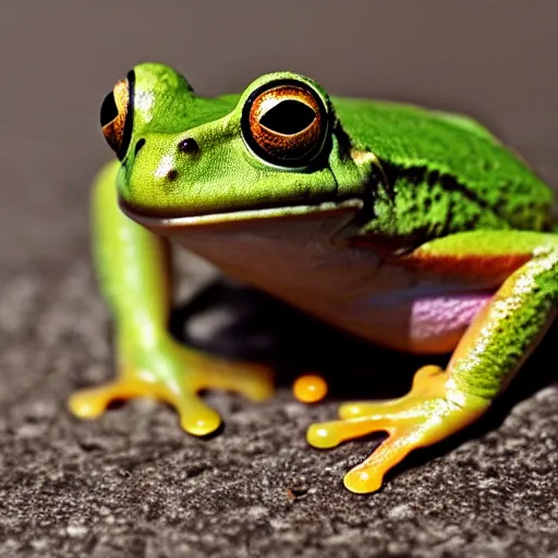 Prompt: Photo of a Frog, night