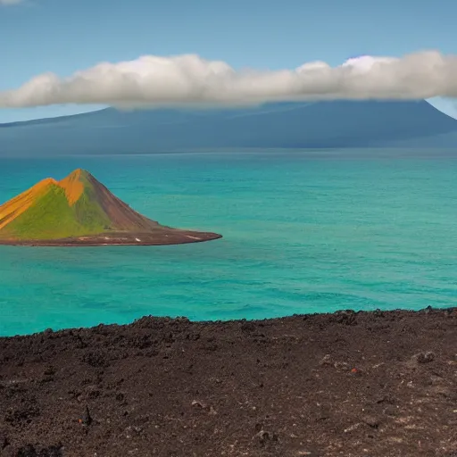 Image similar to volcano on an island and the ocean in the background