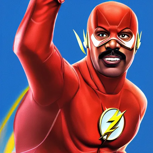 Image similar to Steve Harvey as The Flash, digital painting, highly detailed