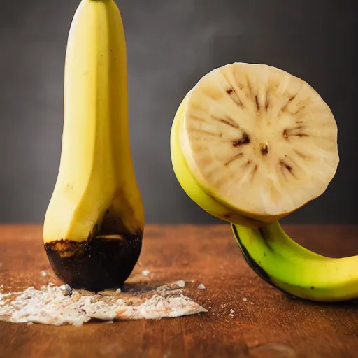 Prompt: A banana shaped bong, food photography