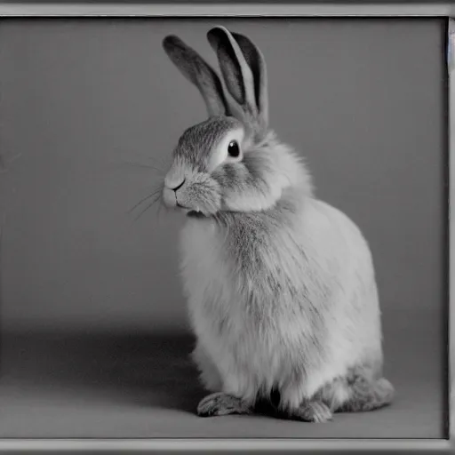 Prompt: a rabbit in the style of a silent film frame,