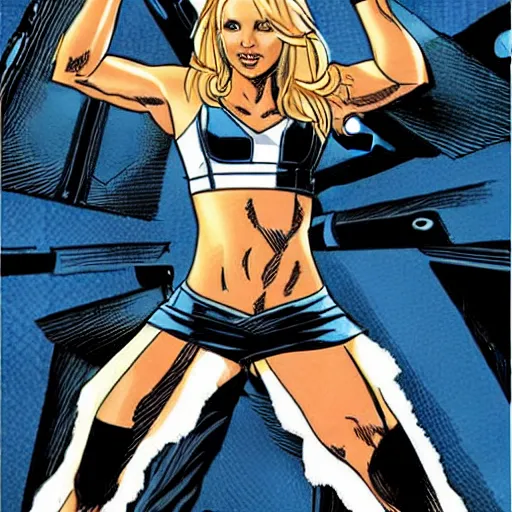 Image similar to In the style of Rafael Albuquerque comic art, Britney Spears trying out for head cheerleader.