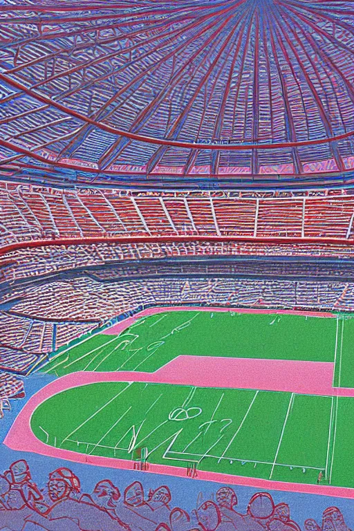 Prompt: olympic stadium, montreal, 1 9 7 6, digital art