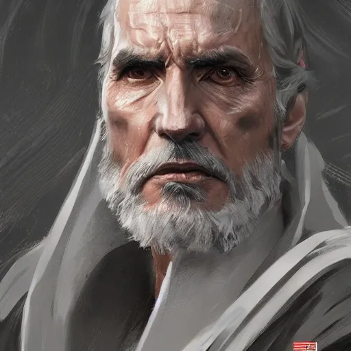 Image similar to portrait of a man by greg rutkowski, old jedi master, he looks like sam witwer, wearing gray jedi robes, star wars expanded universe, he is about 6 0 years old, highly detailed portrait, digital painting, artstation, concept art, smooth, sharp foccus ilustration, artstation hq