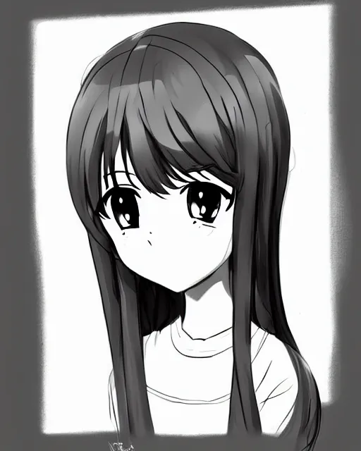 Image similar to portrait of cute girl, illustration concept art, anime, manga, pencil sketch, black and white trending pixiv fanbox