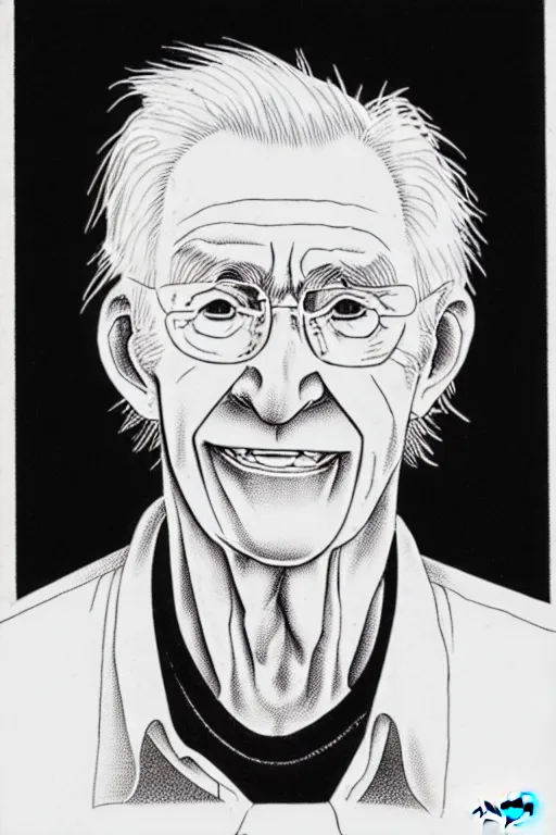 Prompt: manga portrait of older white new zealand man craig aeon macdonald by mengo yokoyari.