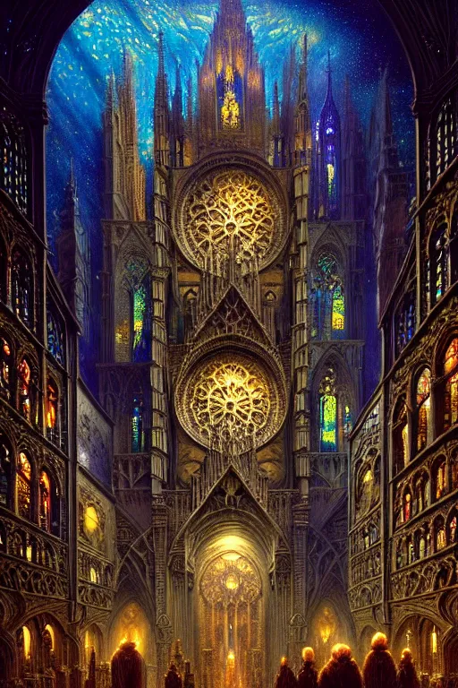 Prompt: intricate detailed Cathedral james gurney,dan luvisi,Petros Afshar,tim hildebrandt,liam wong,Mark Riddick,thomas kinkade,ernst haeckel,dan mumford,trending on artstation,josephine wall, WLOP ,cgsociety by Gediminas Pranckevicius, trending on cgsociety and DeviantArt