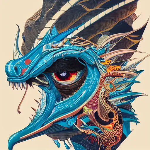 Image similar to Tristan Eaton, victo ngai, artgerm, symmetrical dragon portrait