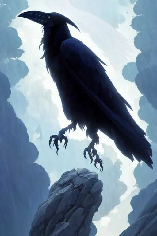 Image similar to raven headed warlock doing magic spells wind, white robes, finely detailed perfect face, exquisite details, mid view, design on a white background, by studio muti, greg rutkowski makoto shinkai takashi takeuchi studio ghibli