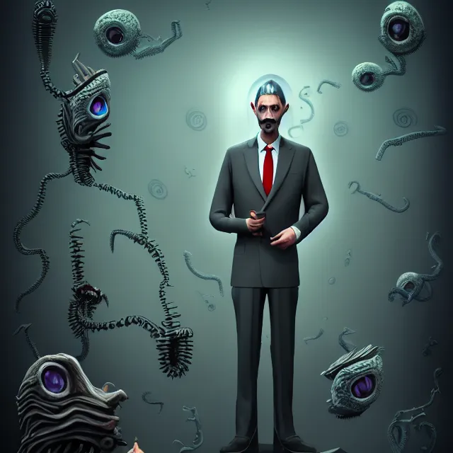 Prompt: portrait of a business man, polycount, surrealism, surrealist, lovecraftian, cosmic horror, high detail