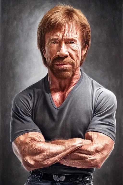 Image similar to Chuck Norris in a Tutu oil on canvas, intricate, portrait, 8k highly professionally detailed, HDR, CGsociety