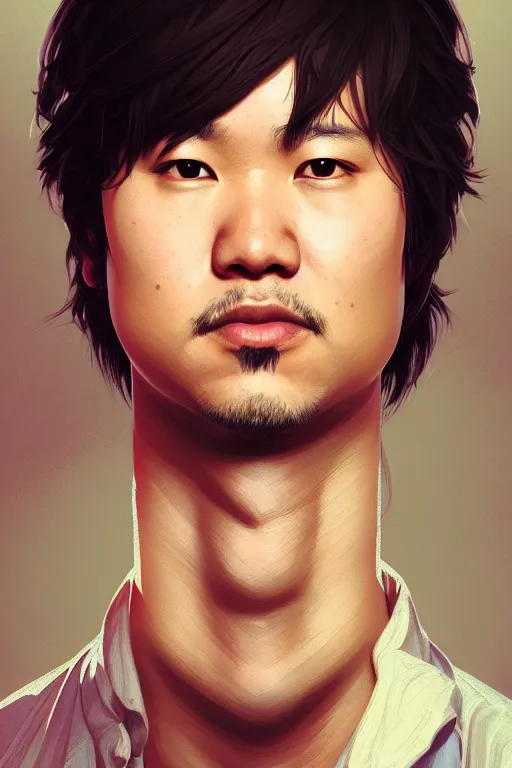 Prompt: a portrait of freddie wong, fantasy, sharp focus, intricate, elegant, digital painting, artstation, matte, highly detailed, concept art, illustration, ambient lighting, art by ilya kuvshinov, artgerm, alphonse mucha, and greg rutkowski