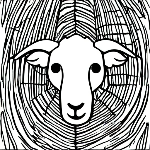 Prompt: one-line art grafic the sheep sheep sheep included a spider web, grey scale