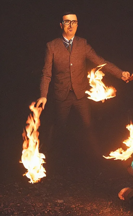 Image similar to john oliver setting fire to cabbage, photo