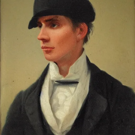 Prompt: An early 1800s oil painting of Jerma985 in the early 1800s, grainy, realistic, very realistic, hyperrealistic, highly detailed, very detailed, extremely detailed, very neat, very epic, very cool, detailed, trending on artstation