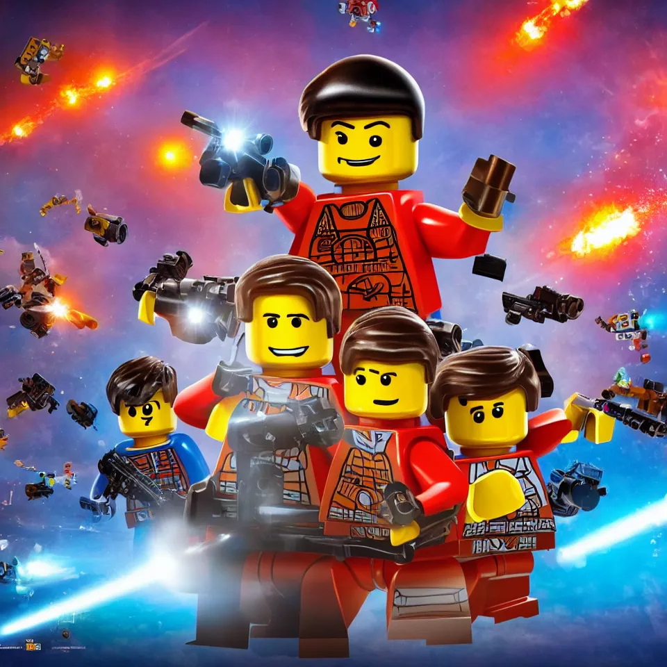 Prompt: the lego movie robot swat shooting lasers chase trending on artsation hd 4 k detailed