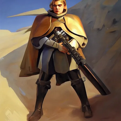 Image similar to greg manchess portrait painting of armored anakin skywalker as overwatch character, medium shot, asymmetrical, profile picture, organic painting, sunny day, matte painting, bold shapes, hard edges, street art, trending on artstation, by huang guangjian and gil elvgren and sachin teng