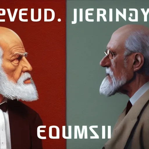 Prompt: freud versus jung, videogame screenshot by greg rutkowski