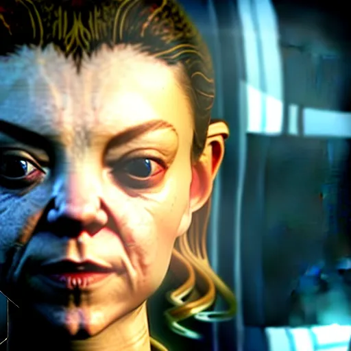 Image similar to natalie dormer in a cgi scene in alien isolation