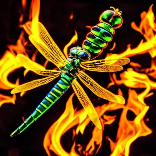 Image similar to Dragonfly made of fire