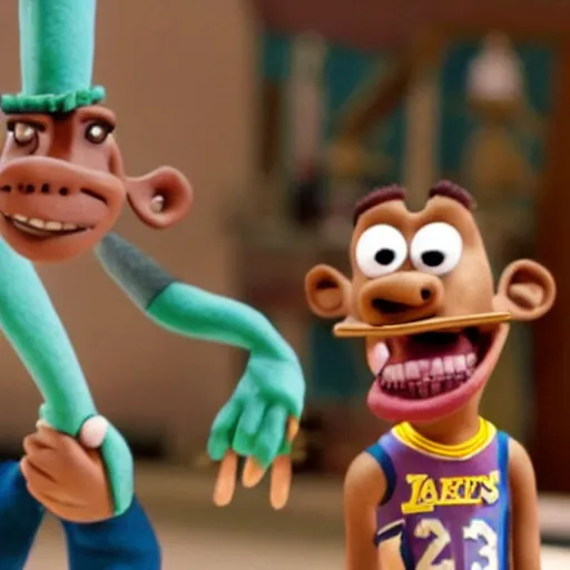 Prompt: a film still of lebron james as a claymation character in wallace and gromit