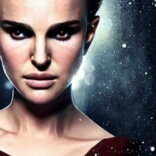 Prompt: natalie portman as arcane character, concept portrait, detailed expression, high quality, cinematic lighting, fantasy, reflective, spotlight, digital artwork