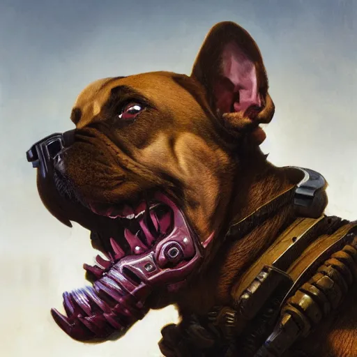 Image similar to Doom Guy as a Dog, detailed, centered, digital painting, artstation, concept art, donato giancola, Joseph Christian Leyendecker, WLOP, Boris Vallejo, Breathtaking, 8k resolution, extremely detailed, beautiful, establishing shot, artistic, hyperrealistic, beautiful face, octane render, cinematic lighting, dramatic lighting, masterpiece